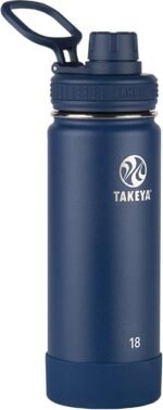 Takeya Actives Water Bottle with Spout Lid - Bottle with Double Stainless Steel Insulation - Dishwasher Safe & BPA-Free - Bottle with Spout Lid & Removable Bumper - 18 oz, Midnight Blue - Image 2