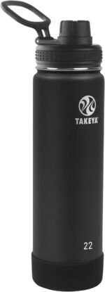 Takeya Actives Water Bottle with Spout Lid - Bottle with Double Stainless Steel Insulation - Dishwasher Safe & BPA-Free - Bottle with Spout Lid & Removable Bumper - 22 oz, Onyx - Image 2