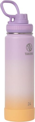 Takeya Actives Water Bottle with Spout Lid - Bottle with Double Stainless Steel Insulation - Dishwasher Safe & BPA-Free - Bottle with Spout Lid & Removable Bumper - 24 oz, Ombre Golden Hour - Image 2