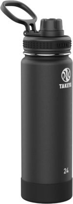 Takeya Actives Water Bottle with Spout Lid - Bottle with Double Stainless Steel Insulation - Dishwasher Safe & BPA-Free - Bottle with Spout Lid & Removable Bumper - 24 oz, Onyx - Image 2
