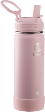 Takeya Actives Water Bottle with Straw Lid - Durable & Easy-Care Water Bottle with Stainless Steel Insulation - BPA-Free Lid with Carry Handle & Straw - Dishwasher-Safe - 18 oz, Blush - Image 2
