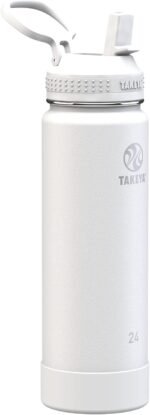 Takeya Actives Water Bottle with Straw Lid - Durable & Easy-Care Water Bottle with Stainless Steel Insulation - BPA-Free Lid with Carry Handle & Straw - Dishwasher-Safe - 24 oz, Arctic - Image 2