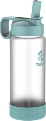 Takeya Glass Water Bottle - Durable Thermo-Shock Resistant - Sure-Grip Safe Shell - Clear Leak-Proof - Straw Lid - Dishwasher Safe - Everyday Use - 22 oz, Sage - Image 2