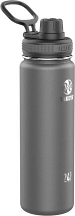 Takeya Originals 24 oz Vacuum Insulated Stainless Steel Water Bottle - Leakproof & BPA-Free Spout Lid - Keeps Drinks Cold 24 Hrs/Hot 12 Hrs - Double-Wall Design - Ideal for Active Lifestyles, Graphite - Image 2