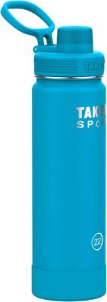 Takeya Sports Water Bottle with Spout Lid - Bottle with Triple Stainless Steel Insulation - Dishwasher Safe & BPA-Free - Bottle with Ice-Blocking Spout Lid & Removable Bumper - 22 oz, Champion Blue - Image 2