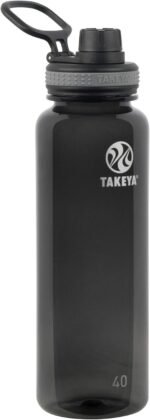 Takeya Tritan Sport Water Bottle with Spout Lid - BPA-Free & Dishwasher-Safe Water Bottle - Reusable Bottle with Lid Handle - Simple Leak-Proof Water Bottle - 40 oz, Black - Image 2