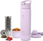 Tea Infuser Bottle & Cold Brew Travel Bottle – 18oz Insulated Flask with Storage, Filter & Dual Lids – For Work, Wellness & Gym – FLASKMATE All-in-One System (Mystic Lilac) - Image 2