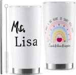 Teacher Appreciation Christmas Gifts for Men Women DIY Custom Name Thank You Tumbler Mug 20OZ Rainbow Stainless Steel Cup for Birthday Graduation Back to School Teacher’s Day Retirement Gift - Image 2