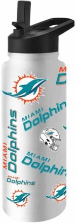 Team Fan Apparel NFL 34oz Quencher Stainless Steel Insulated Water Bottle, Easy-Carry, No-Spill, No-Leak Lid, Flip Top Spout - Image 2