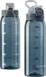 Teentumn Time Marker Water Bottle Gym, 30oz Large Durable Transparent Bottle for Workout Sport Travel Water Tracker Blue (Pack of 1) - Image 2