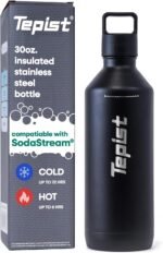 Tepist ThirtyO 30oz Stainless Steel Bottle Compatible with Sodastream Machines | Powder Coated Black | Vacuum Sealed | Double Walled | Leak-Proof | Easy to Carry | Reusable Bottle - Image 2