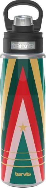 Tervis Christmas Holiday Season Tree Star Triple Walled Insulated Tumbler Travel Cup Keeps Drinks Cold, 24oz Wide Mouth Bottle, Stainless Steel - Image 2