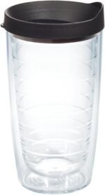 Tervis Clear & Colorful Lidded Made in USA Double Walled Insulated Tumbler Travel Cup Keeps Drinks Cold & Hot, 16oz, Black Lid - Image 2