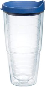 Tervis Clear & Colorful Lidded Made in USA Double Walled Insulated Tumbler Travel Cup Keeps Drinks Cold & Hot, 24oz, Blue Lid, 1 Count (Pack of 1) - Image 2