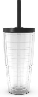 Tervis Clear & Colorful Made in USA Double Walled Insulated Tumbler Travel Cup Keeps Drinks Cold & Hot, 24oz, Black Straw Lid - Image 2