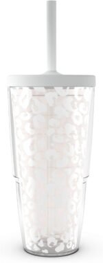 Tervis Leopard Collection Made in USA Double Walled Insulated Tumbler Travel Cup Keeps Drinks Cold & Hot, 24oz with Straw Lid, Frost - Image 2