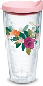 Tervis Neo Mint Floral Made in USA Double Walled Insulated Tumbler Travel Cup Keeps Drinks Cold & Hot, 24oz, Classic - Image 2