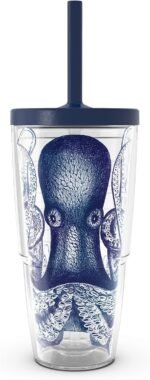 Tervis Octopus Made in USA Double Walled Insulated Tumbler Travel Cup Keeps Drinks Cold & Hot, 24oz with Straw Lid, Classic - Image 2