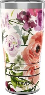 Tervis Traveler Kelly Ventura Floral Collection Triple Insulated Tumbler Travel Cup Keeps Drinks Cold & Hot, 20oz - Stainless Steel, Heather Rose - Image 2