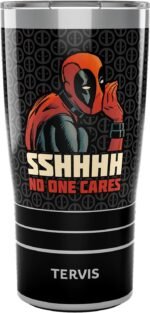 Tervis Traveler Marvel Deadpool Shhh No One Cares Triple Walled Insulated Tumbler Travel Cup Keeps Drinks Cold & Hot, 20oz, Stainless Steel - Image 2