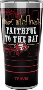 Tervis Traveler NFL San Francisco 49ers - Faithful to the Bay Slogan Triple Walled Insulated Tumbler Travel Cup Keeps Drinks Cold & Hot, 20oz, Stainless Steel - Image 2