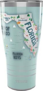 Tervis Traveler Vintage Florida Fun Map Triple Walled Insulated Tumbler Travel Cup Keeps Drinks Cold & Hot, 30oz, Stainless Steel - Image 2