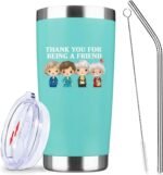 Thank You for Being A Friend Cups,Golden Girls Tumbler with Lid,Golden Girl Merchandise,Gifts for Her,20 OZ Insulated Water Bottle Travel Coffee Mug, Unique Gift for Women Friend Birthday (Green) - Image 2