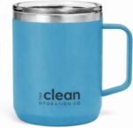 The Clean Hydration Company Coffee Mug Travel Mug Insulated 12 Oz | Ceramic Lined Travel Cup with Lid | Reusable Office Mug Double Wall Vacuum Eco-Friendly BPA-Free (Aqua) - Image 2