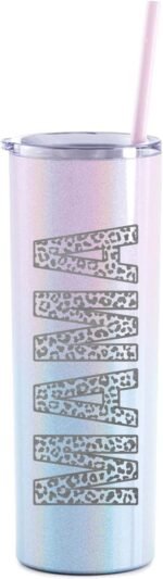 The Crafty Engineer (Ombre Magic Mist Leopard Print MAMA Tumbler - 20 oz Leopard Mama Tumbler - Laser Engraved Print Leopard Design, Perfect Mom Gift, Travel Ready Insulated with Straw - Image 2