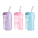 The First Years Squeeze & Sip Toddler Straw Cups - Squeezable Transition Sippy Cup with Silicone Straw - Toddler Feeding Supplies - Pink/Purple/Blue - 7 Oz - 3 Count - Ages 6 Months and Up - Image 2