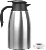 Thermal Coffee Carafe 70 oz / 2L Insulated Stainless Steel, Coffee Carafes Double Walled Vacuum Pot Flask - Hot Beverage Dispenser/Water, Tea - Keep 12/24 Hours Hot/Cold (Silver) - Image 2