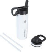 ThermoFlask 18 oz Double Wall Vacuum Insulated Stainless Steel Water Bottle - Reusable with Leakproof Chug & Straw Lids - Keeps Drinks Cold 24 hr/Hot 12 hr - Easy Maintenance - Gym/On-the-Go, White - Image 2