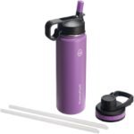ThermoFlask 24 oz Double Wall Vacuum Insulated Stainless Steel Water Bottle - Reusable with Leakproof Chug & Straw Lids - Keeps Drinks Cold 24 hr/Hot 12 hr - Easy Maintenance - Gym/On-the-Go, Plum - Image 2