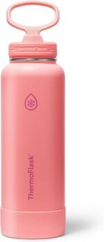ThermoFlask 40 oz Double Wall Vacuum Insulated Stainless Steel Water Bottle with Straw Lid, Sunkissed Coral - Image 2