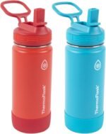 ThermoFlask Kids Bottle with Straw Lid - Durable & Dishwasher-Safe Water Bottles & Lids - Leak-Proof Bottle Lid Design - Reusable Water Bottles for Everyday Use - 16 oz, Red/Blue (2 Pack) - Image 2