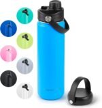 ThermoProof Double-Walled Vacuum Insulated Stainless Steel Water Bottle - Wide Mouth with Chug & Spout Lids, Dishwasher Safe, Reusable, Leakproof, Hot & Cold for Men, Women & Kids - 22oz, Light Blue - Image 2