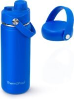 ThermoProof Insulated Water Bottle – Stainless Steel, Wide Mouth, Screw Lid & Spout Lids, Leakproof, Dishwasher Safe, Reusable – Keeps Drinks Hot or Cold – for Adults & Kids – 18oz, Blue - Image 2