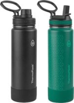 Thermoflask 24 oz Double Wall Vacuum Insulated Stainless Steel 2-Pack of Water Bottles, Black/Malachite - Image 2