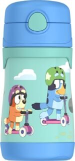 Thermos Baby 10 oz. Stainless Steel Bottle with pop-up straw, Bluey - Image 2