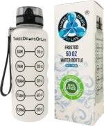 Three Drops of Life New 50oz Large Hydration Tracker Sport Water Bottles, Frosted Clear Tritan Plastic Bottle for Hydration Timer Tracking, Smart Remind Time Marker - Reusable, Leak Proof, BPA Free - Image 2
