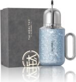 Titanium Thermos 800ml, Pure Titanium Vacuum Insulated Water Bottle with Handle & Carry Strap, Mechanical Temperature Display Lid, Lightweight Flask for Camping, Hiking & Outdoor (Ice Blue) - Image 2