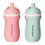 Tommee Tippee Insulated 9oz Sporty Spout Toddler Water Bottle, No Spill Sippy Cups for Toddlers 1-3, Two-Piece Valve Helps Stop Spills, BPA Free, Pink and Mint, Pack of 2 - Image 2