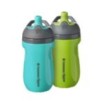 Tommee Tippee Insulated 9oz Sporty Spout Toddler Water Bottle, No Spill, Sippy Cups for Toddlers 1-3, Two-Piece Valve Helps Stop Spills, Green & Teal, BPA Free, Pack of 2 - Image 2