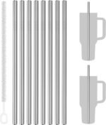 Tomorotec 8-Pack Stainless Steel Straws Fit for 40oz Stanley Tumblers, 12" Metal Straws for Stanley Cup with 1 Brush, Reusable Drinking Straws for Smoothies, Milkshakes, Dishwasher Safe & BPA-Free - Image 2