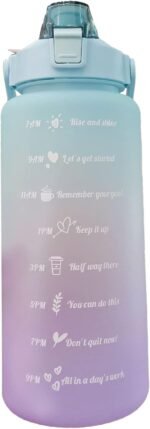 Topyond 2000ml Water Bottle, Large Capacity Gradient Color Straw Bottle, Portable Frosted Sports Water Cup for Outdoor Activities - Image 2