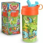 Total my Style 17oz Dinosaur Kids Water Bottle, Toddler Spout Cover and Carry Handle Lid Leak Proof BPA free Cup for Boys Ages 3+ Dishwasher Safe for Sports School Travel Plastic with Silicon Straw - Image 2
