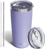Travel Coffee Tumbler 20oz, Leakproof Travel Coffee Mug with Dual Lids and Straw, Stainless Steel Double Wall Vacuum Insulated Tumbler for Hot/Iced Drinks (Periwinkle, Textured Matte) - Image 2