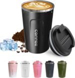 Travel coffee mugs leak-proof, reusable coffee cups with lids, stainless steel vacuum insulated coffee tumblers, thermal insulation cups for men & women keep drinks hot & cold(2nd-Black, 17OZ) - Image 2