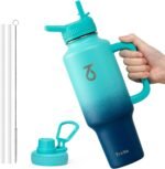 Trebo 40 oz Water Bottle Insulated Fit Car Cup Holder with Handle, Stainless Steel Retro Bottles Tumbler with Straw Lids, Vacuum Double Wall,Keep 24hrs Cold,Leakproof Reusable Travel Flask - Image 2