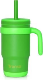Tronco 14 oz Kids Insulated Tumbler with Handle & Spill Resistant Flexible Straw, BPA-Free Stainless Steel Toddler Cups with Lids, Splash-Proof Kid Drinking Cup Travel Mugs, Easy to Clean - Image 2